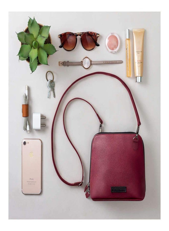 دايلي أوبجيكتز حقيبة كتف ترابيز من ديلي أوبجكتس للبنات والسيدات | مصنوعة من جلد نباتي متين | صناعة يدوية دقيقة | إغلاق بسحاب | أحزمة قابلة للتعديل والفصل | متعددة الألوان - Image 4